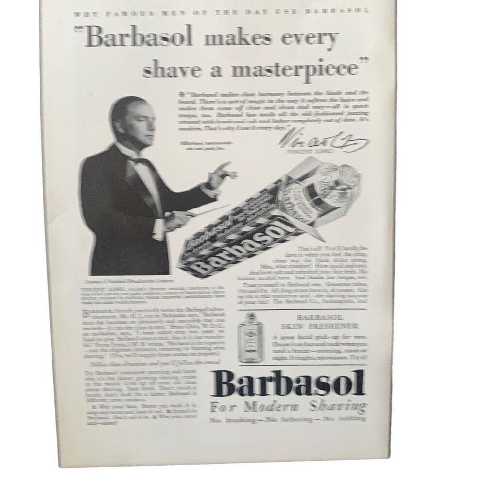 Vintage 1930 Barbasol Every Shave a Masterpiece Ad Advertisement